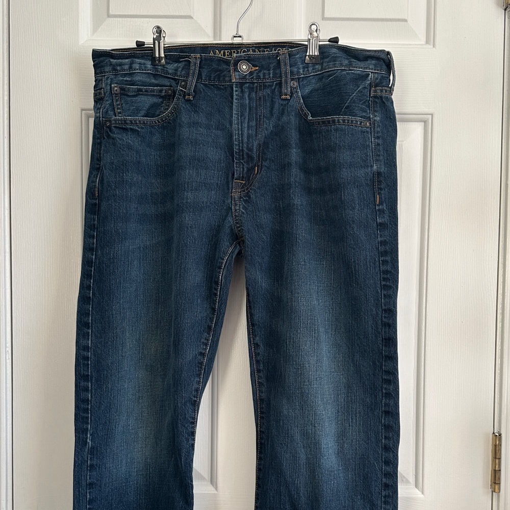 American Eagle Outfitters Men's Dark Blue Straight Jeans - 34/30